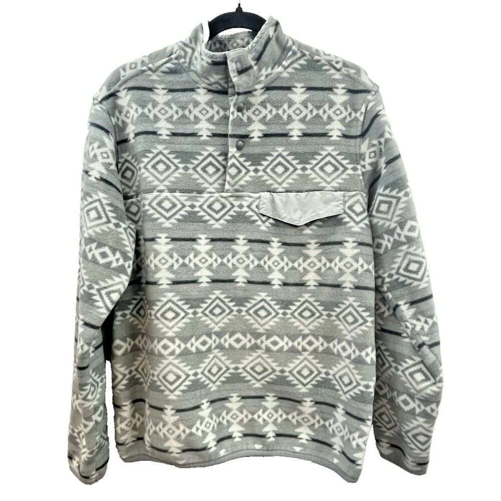 Southern Grit Western Aztec Pullover Fleece 1/4 Button Size Medium Gray Color
